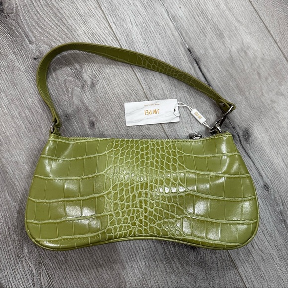 NWT 🍏 JW Pei Eva Light Green Croc Embossed Shoulder Bag - Picture 3 of 3